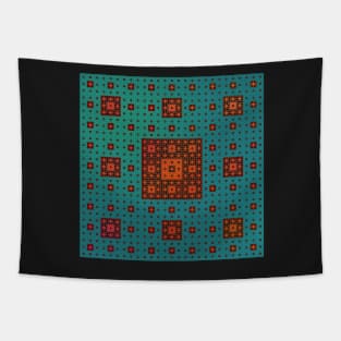 sierpinski squares in squares - red & green Tapestry