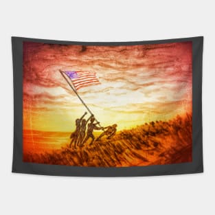 Raising the Flag at Iwo Jima Retro Tapestry