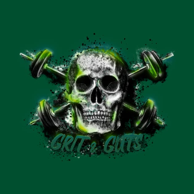 Grit and Guts Skull Neon Green by Jarrodjvandenberg