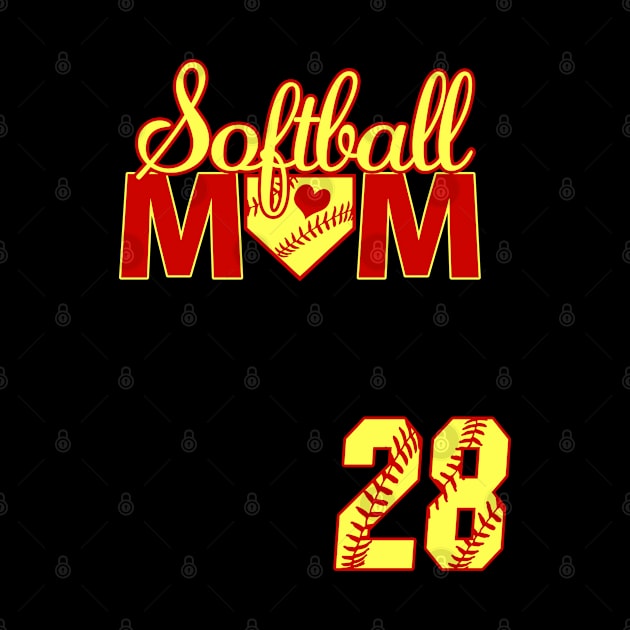 Softball Mom #28 Softball Jersey Favorite Player Biggest Fan Heart by TeeCreations