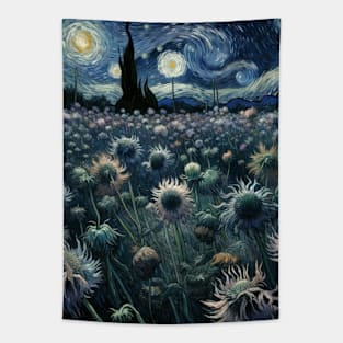 Enchanted Flower Garden Night: Centaurea Starry Floral Tapestry