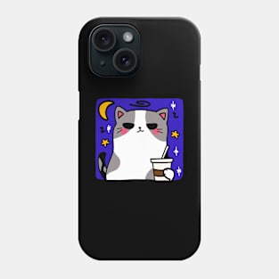 Moonlit coffee break: A cool cat’s night out Phone Case