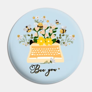 Bee You Typewriter Wildflowers Pin