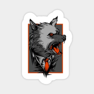 Angry Wolf Dog Grey Orange Magnet