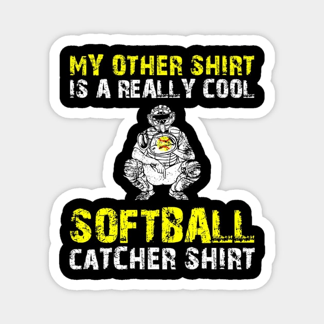 Softball Catcher Girl Baseball Player Magnet by Sloane GalaxyLinesSpace