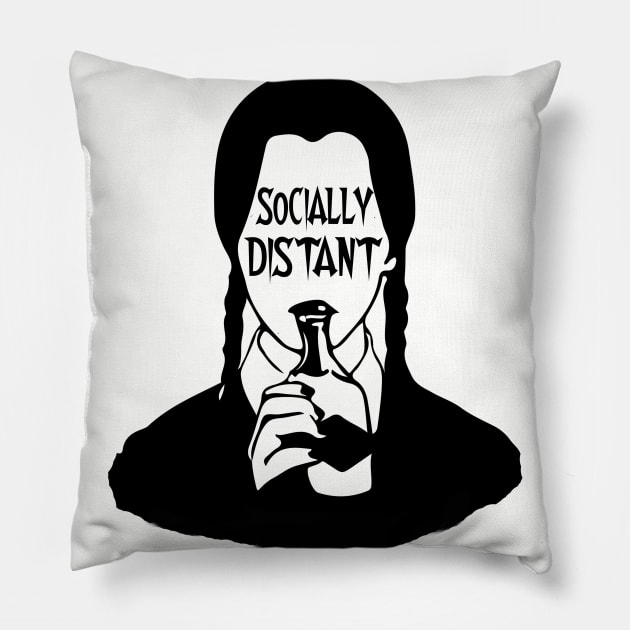 Wednesday Adams Social Distant Pillow by CreatingChaos