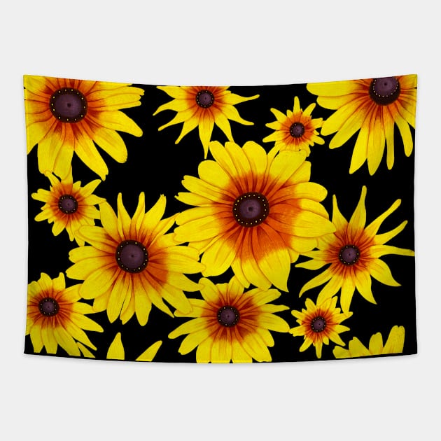 Blooming Yellow Flowers Tapestry by DrawingEggen