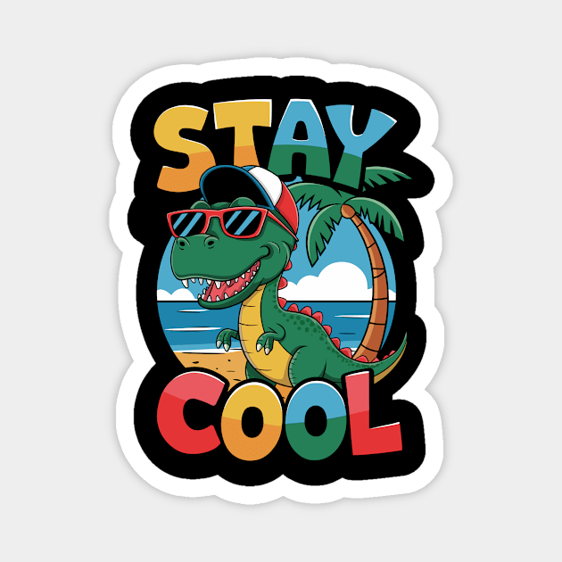 Stay Cool Dino Beach Kids Design Magnet by Designed By Marty
