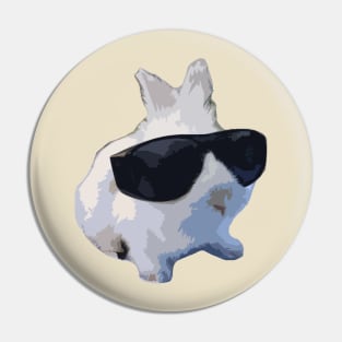 Cool White Bunny with Sunglasses Chilling Pet Pin