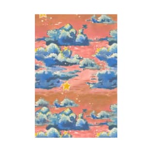 Pink Sky with Blue Clouds T-Shirt