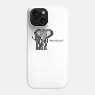 African Elephant with Common and Latin Names - animal design Phone Case