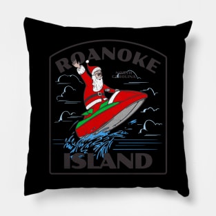 Roanoke Island, NC Christmas Vacationing Waterskiing Santa Pillow