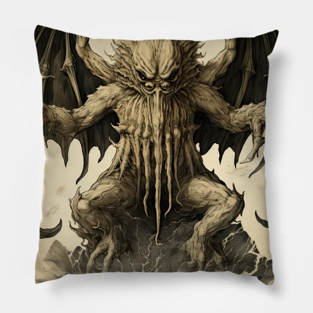 Vintage Japanese Spawn of cthulhu II Pillow by obstinator