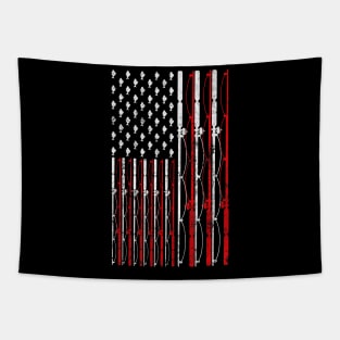 Fishing Rod American Flag Funny Fishing Tapestry