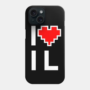 I Love IL - Pixel heart for Illinois gamer Phone Case