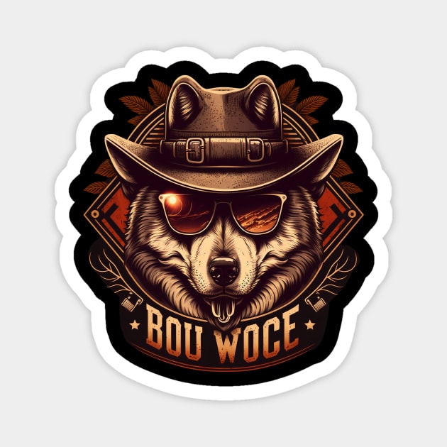 Retro logo with a Wolf Magnet by HappysSpace