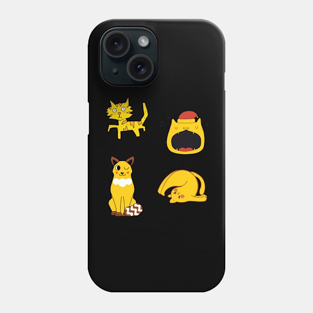 Yellow Cats Pack Stickers Phone Case by Cool Animal Apparel