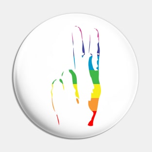 rainbow pride peace sign Pin