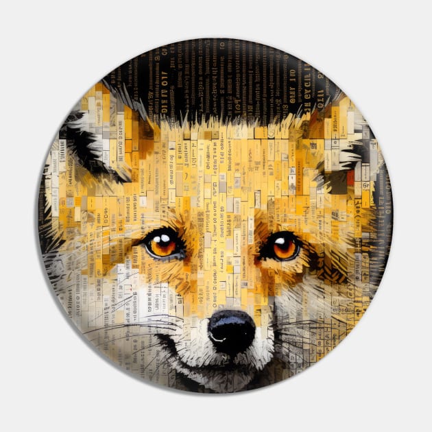 Fox Animal Art Decor Paint Mosaic Pin by Cubebox