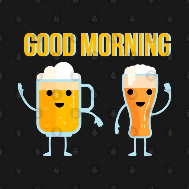 Good Morning. Funny glasses of beer wish you good morning. by lakokakr