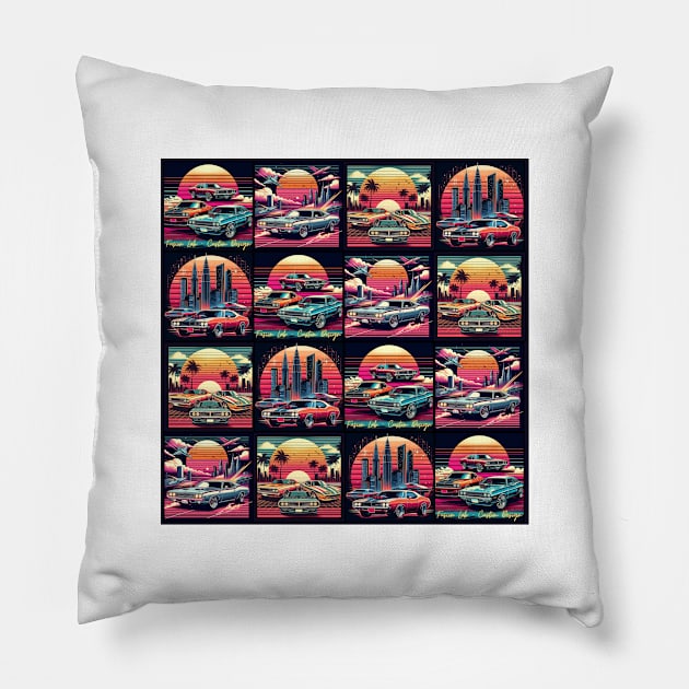 Custom Vintage Muscle Car Design - "Release Retro Power!" Pillow by Fusion Lab