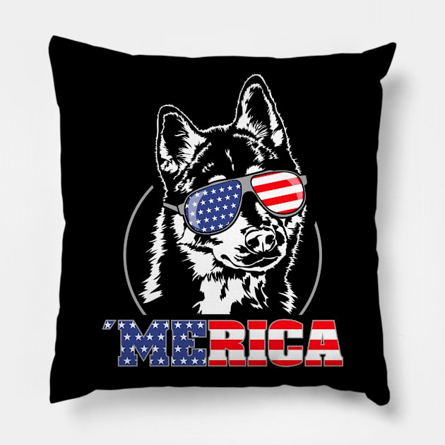 Siberian Husky American Flag Merica patriotic dog Pillow by wilsigns