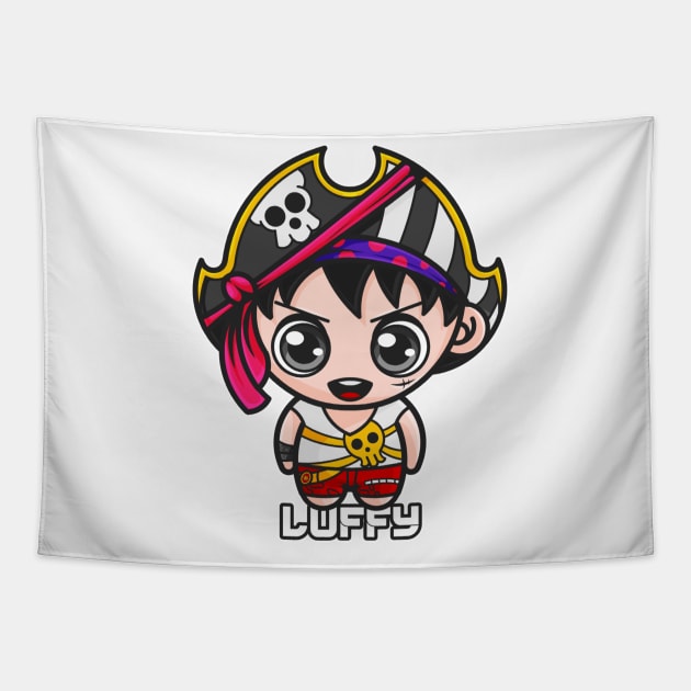 Tiny Luffy Red Tapestry by mysticpotlot