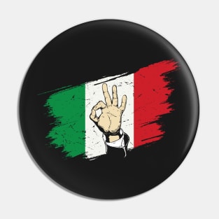 Italian Hand Gesture Sing Language Funny Italy Flag Vintage Pin