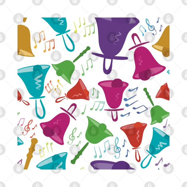Colorful Handbells And Notes Pattern by SubtleSplit