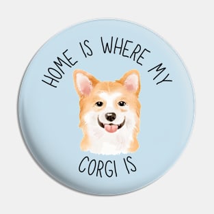 Home is Where My Corgi Is Dog Breed Lover Watercolor Pin