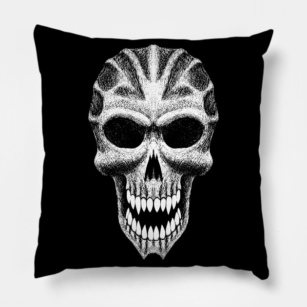 Brutal Skull - Blanc Pillow by jitterteez