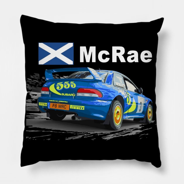 JDM Colin Mcrae World Rally Champion WRC STI GC8 22b Car 555 Impreza Pillow by cowtown_cowboy