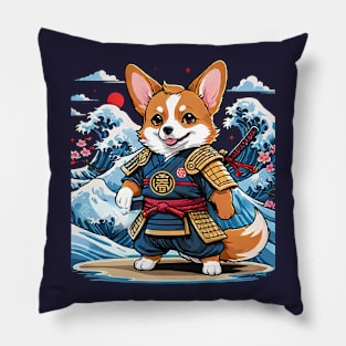 Japanese Samurai Corgi Tattoo, Kawaii Ninja Corgi Pillow