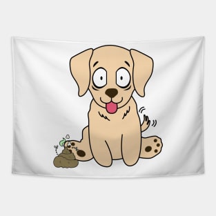 Funny Golden Retriever smells poo poo Tapestry