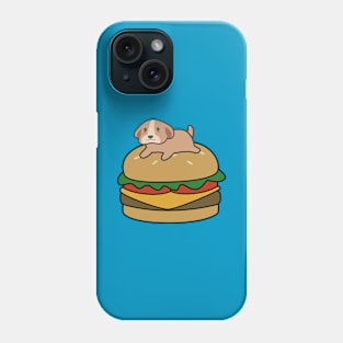 Cute dog on burger t-shirt Phone Case