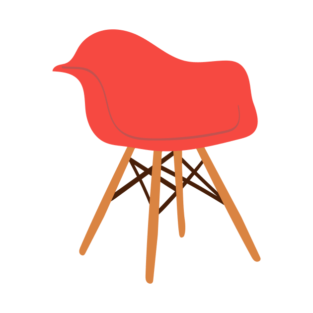 Red Eames Mid Century Modern Design by Brunch Club