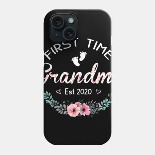 Womens Promoted to Grandma Est 2020 First Time Grandma Floral Phone Case