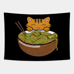 Cute Tiger Eating Ramen Noodles Tapestry