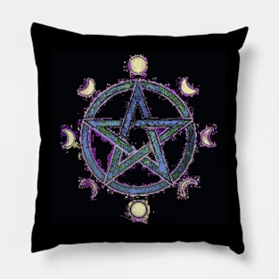 Moonphase pentagram ar Pillow