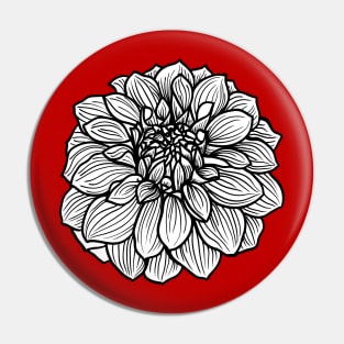 DAHLIA 01, big single flower, hand-drawn Pin