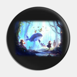 Girl in magical forest surrounded by animals Pin