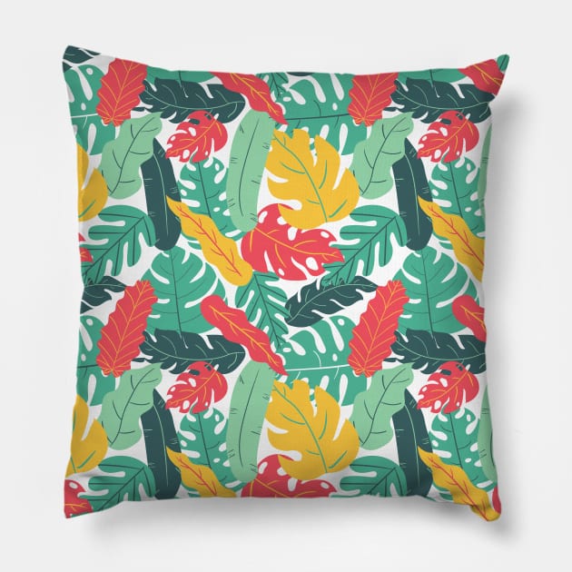 Simple Monstera Leaves Illustration Pillow by gronly