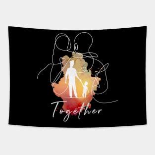 father's day - walk together in the sun line draw white Tapestry