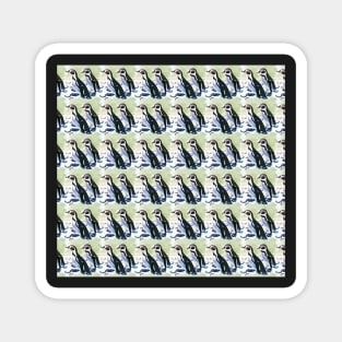 Painterly penguin pattern 2 Magnet