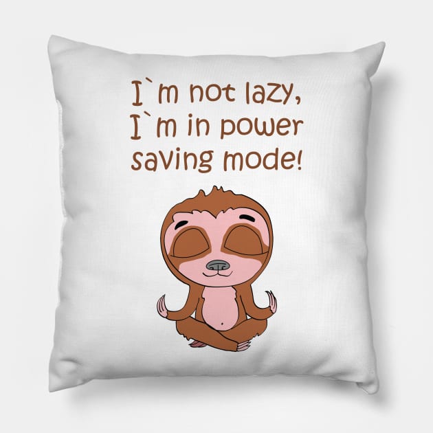 Funny Cute Meditating Sloth in power saving mode Pillow by Foxydream