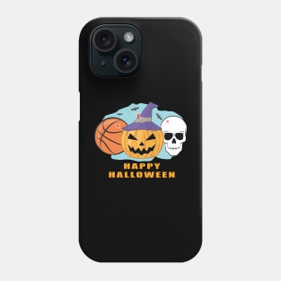 Happy Basketball Halloween - Spooky Skull and Pumpkin Phone Case