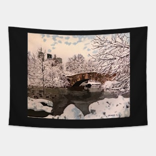 Snow in Central Park Tapestry