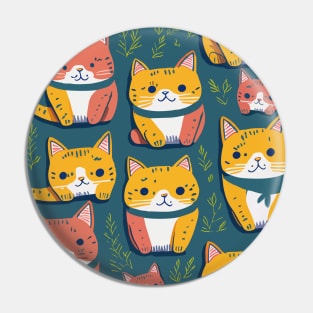 Aesthetic Cat Miaw Colorful Funny Kawaii Pattern Pin