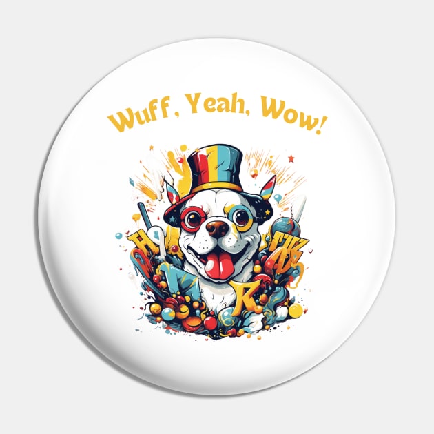 Woofy Adventure - Funny Dog Design Pin by NedisDesign