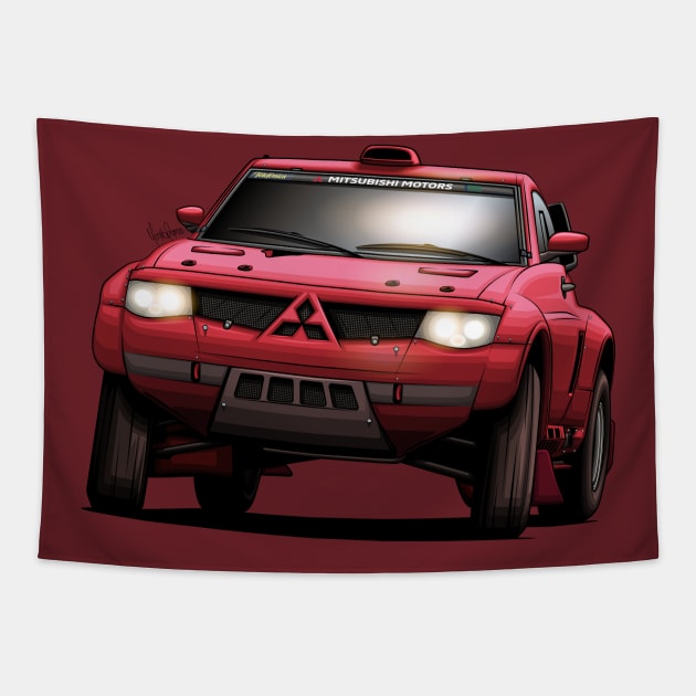 Mitsubishi Pajero Evo Evo - Dakar Tapestry by Mario Ramos Rally Art